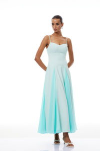 Quincy Green Tulle Godet Panel Maxi Dress
