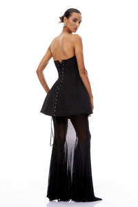 Mélanie Black Corset Dress & Mesh Skirt Set