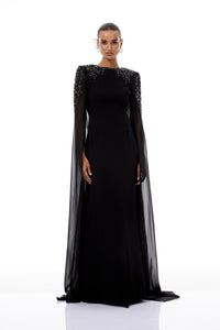Yseult Black Embellished Maxi Gown