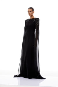 Yseult Black Embellished Maxi Gown