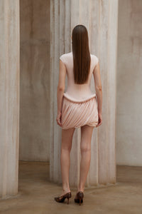 Fleur Pink Ruched Bubble Hem Mini Dress
