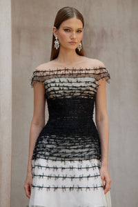 Eléonore Color Block Tulle Midi Dress