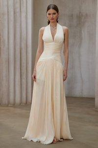 Uranie Neutral Gathered Maxi Dress