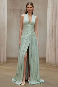 Uranie Mint Green Gathered Maxi Dress