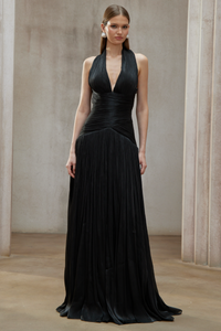 Uranie Black Gathered Maxi Dress