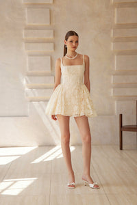 Euphemia Cream White Floral Lace Mini Dress