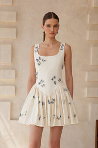Ophélie White Butterfly Embroidered Mini Dress
