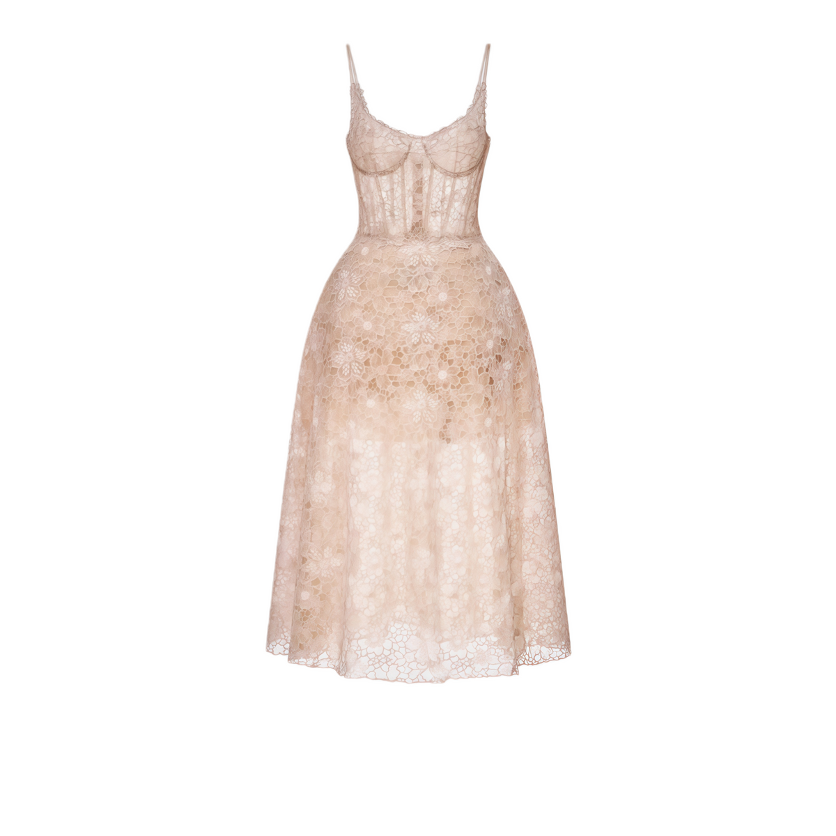 Kristoffer Pink Floral Lace Midi Dress