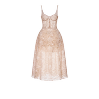 Kristoffer Pink Floral Lace Midi Dress
