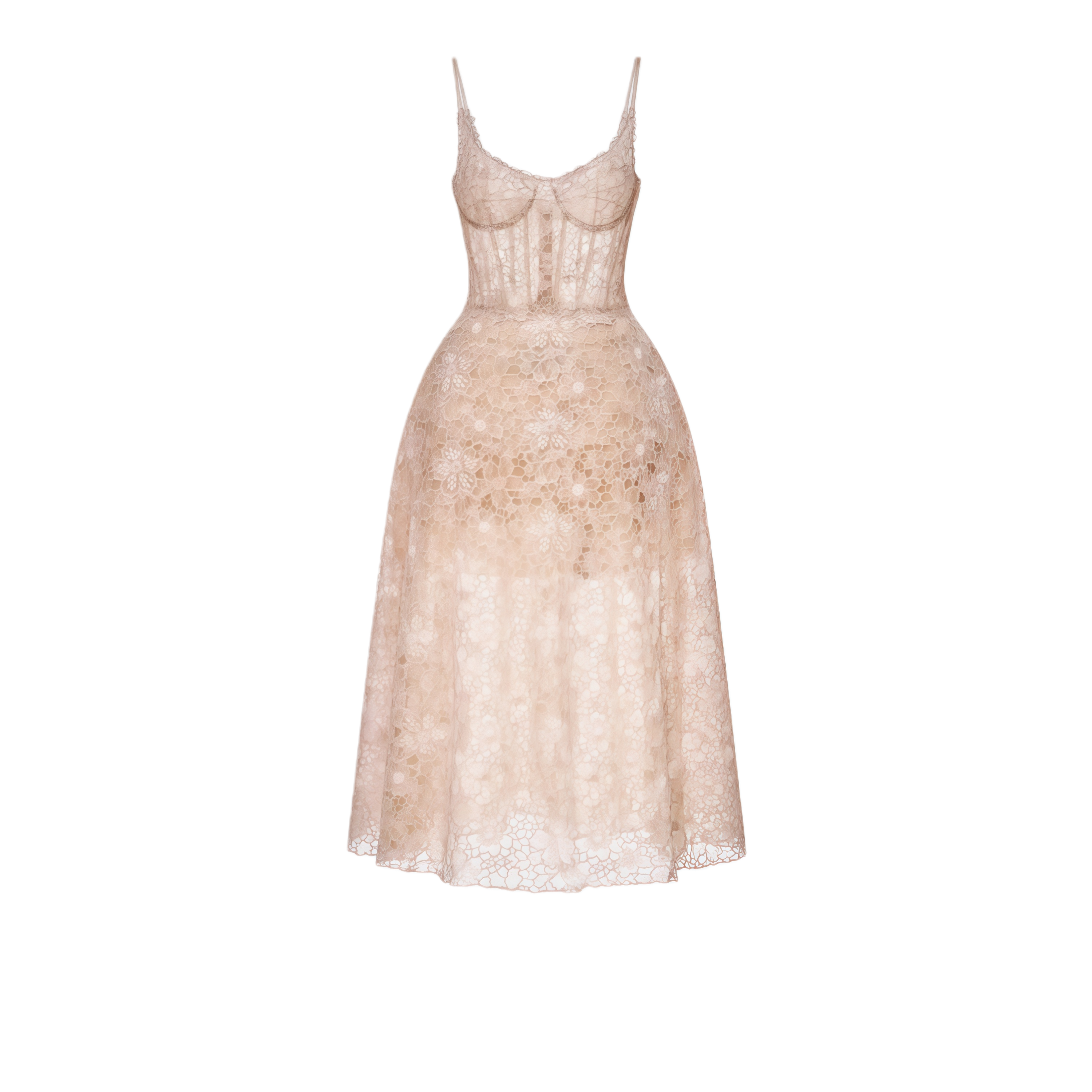 Kristoffer Pink Floral Lace Midi Dress