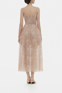 Kristoffer Pink Floral Lace Midi Dress