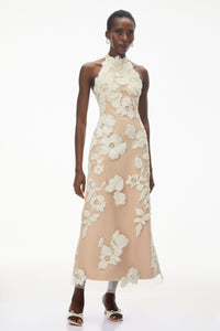 Annabelle Champagne Floral Embellished Maxi Dress