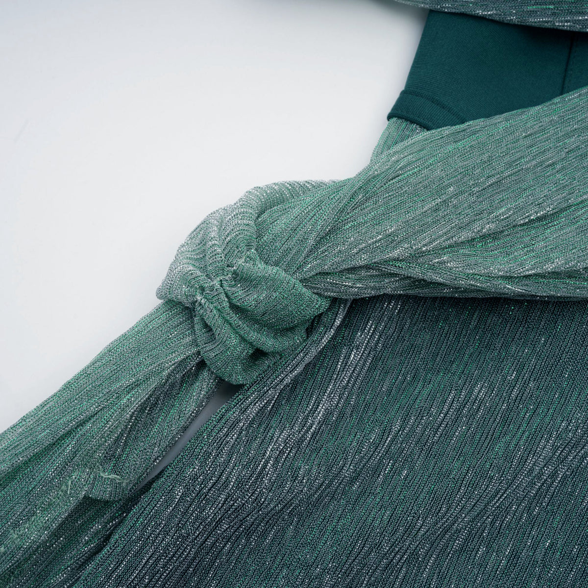Delphine green ribbon-design corset maxi dress