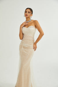 Sabine Faux Pearl Embellished Maxi Dress