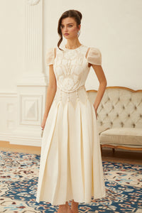 Maelle White Flower Embroidered Maxi Dress