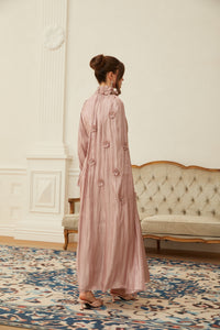 Oaklyn Pink Floral Pleated Cape Maxi Dress