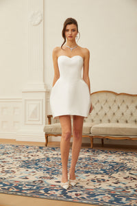 Laure White Heart Off-shoulder Mini Dress