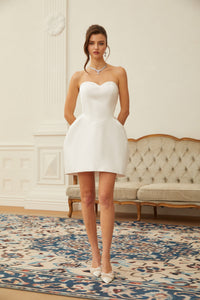 Laure White Heart Off-shoulder Mini Dress