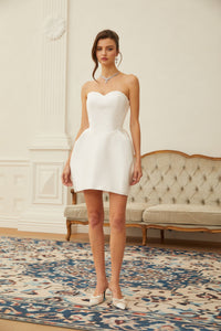 Laure White Heart Off-shoulder Mini Dress