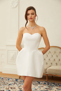Laure White Heart Off-shoulder Mini Dress