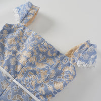 Gaëlle Blue Floral Embroidered Midi Dress