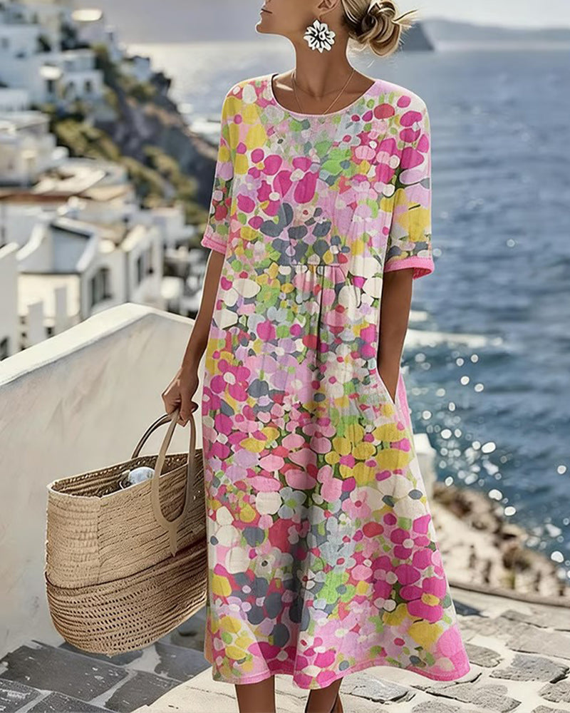 Elena Flowing Floral Midi Dress