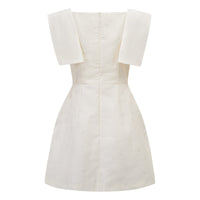 Léa White Floral Appliqué Crochet Mini Dress