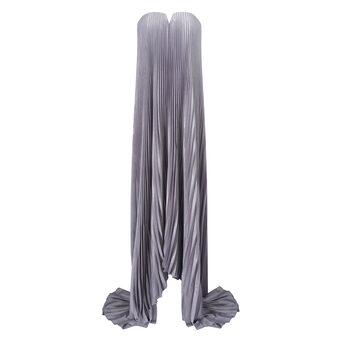 Satiné Purple Fully-pleated Maxi Dress