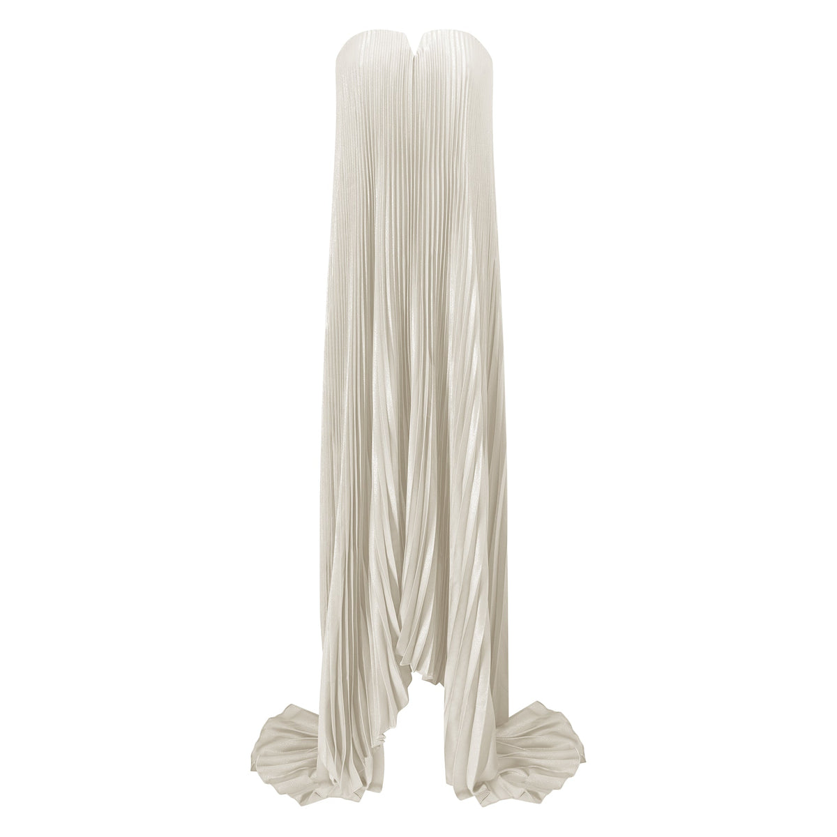 Satiné Gold Fully-pleated Maxi Dress
