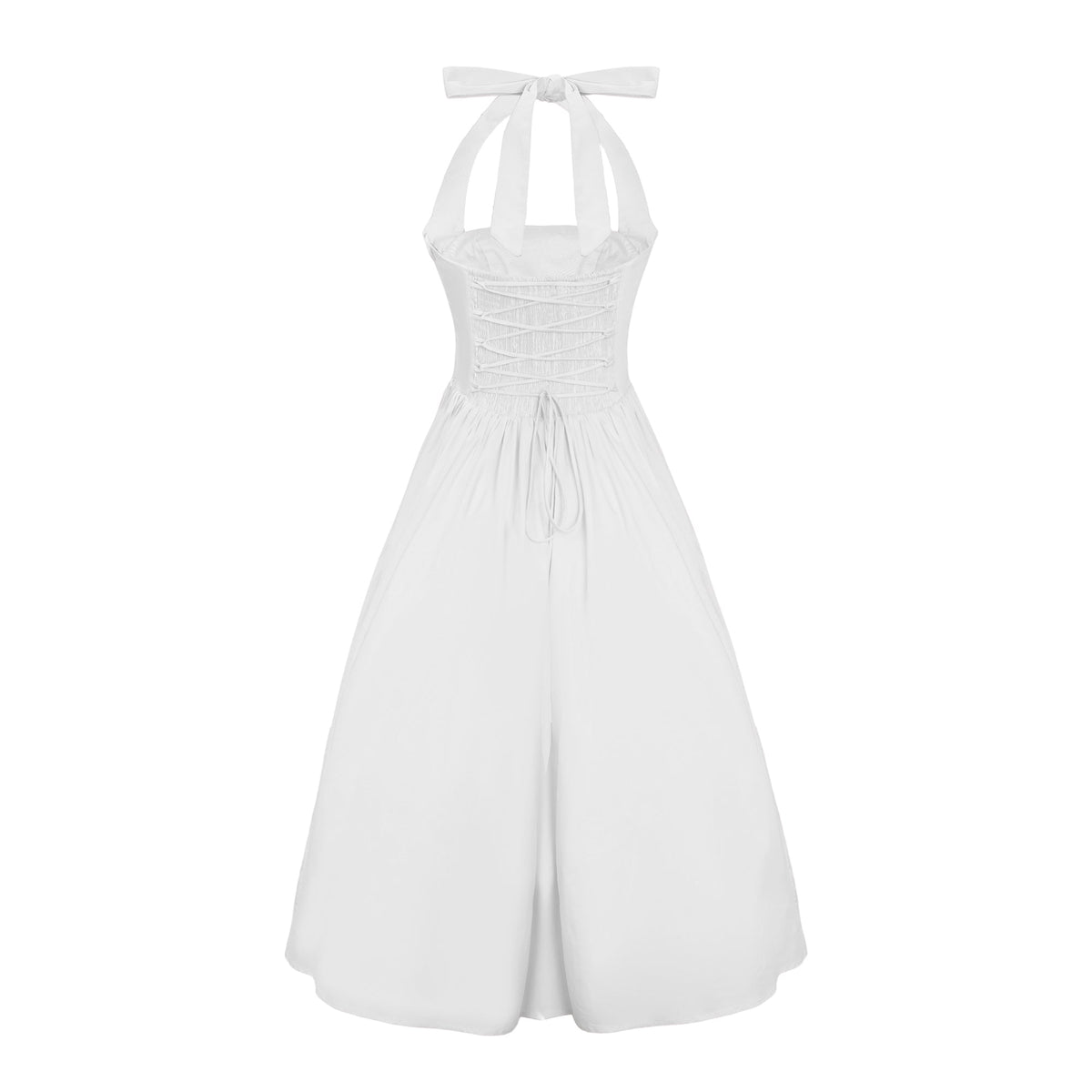 Eponine White Layered Flared Hem Midi Dress