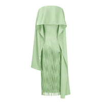 Cayetana Emerald Green Fringe Maxi Dress with Cape Effect