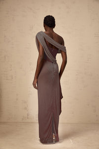 Delphine ribbon-design corset maxi dress in Brown
