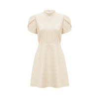 Anna White Petal Sleeve Cut Out Bow Mini Dress