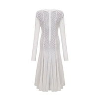 Athena wavy-pattern lace maxi dress in White
