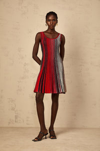 Amaryllis Red Sequin Striped Knit Mini Dress