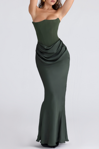 Aurore Olive Off-Shoulder Maxi Dress