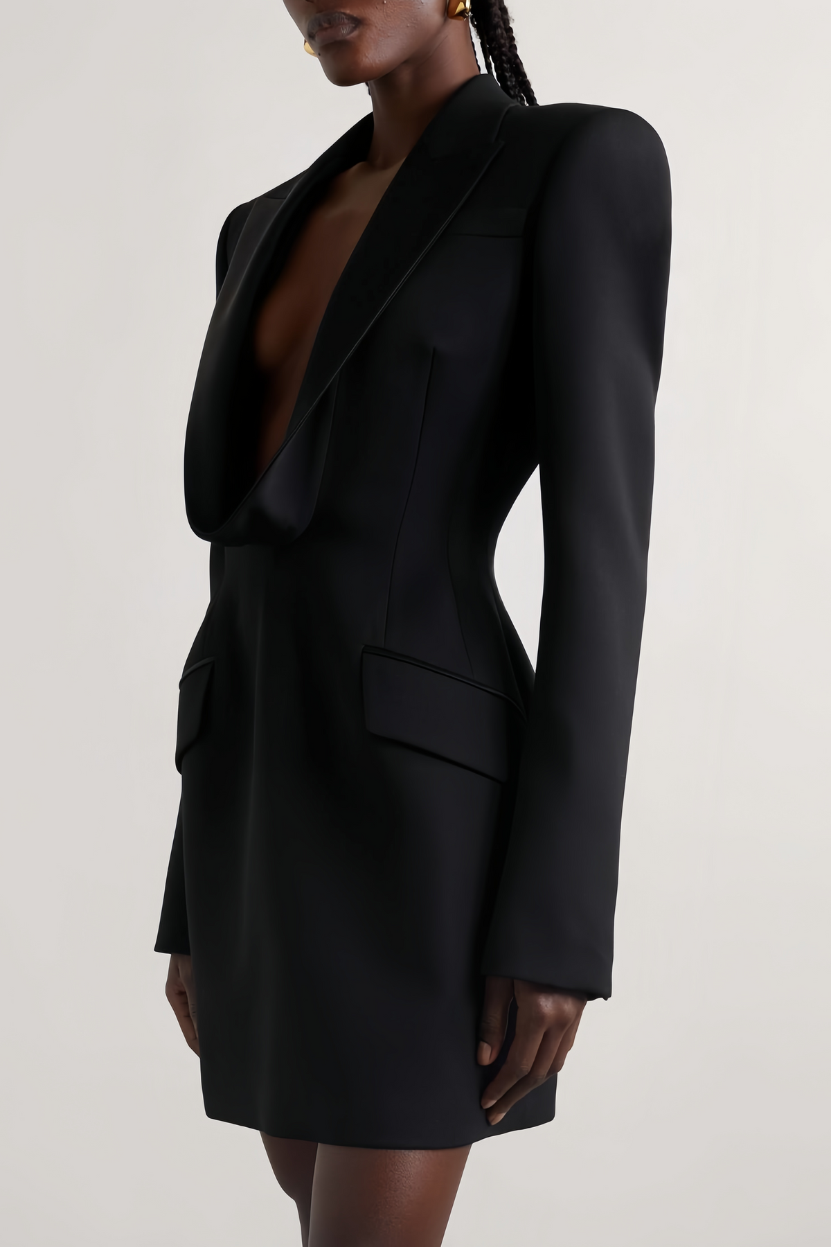 Joséphine V-neck satin-collared mini dress