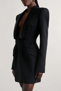 Joséphine V-neck satin-collared mini dress