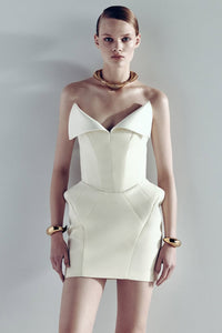 Alba White Barrel Waist Corset Mini Dress