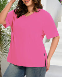 Longer Sleeve Plus Size V-Neck T-Shirt — Covers Your Arms & Hides Your Belly