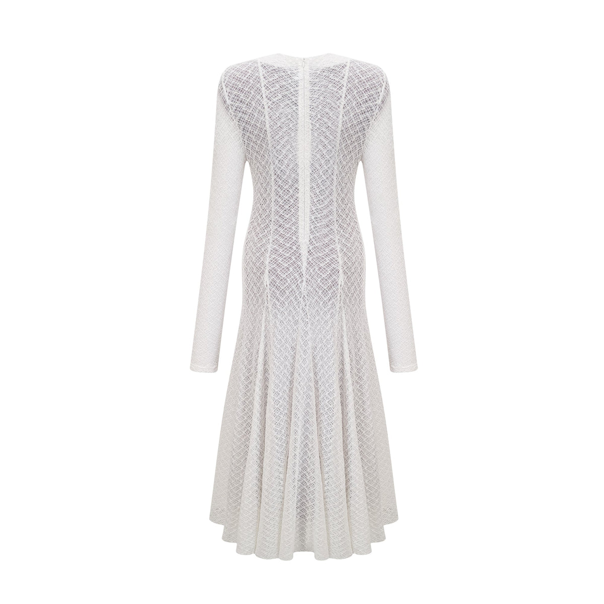 Athena wavy-pattern lace maxi dress in White