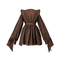 Annabelle Brown Cutout Ruffled Mini Dress
