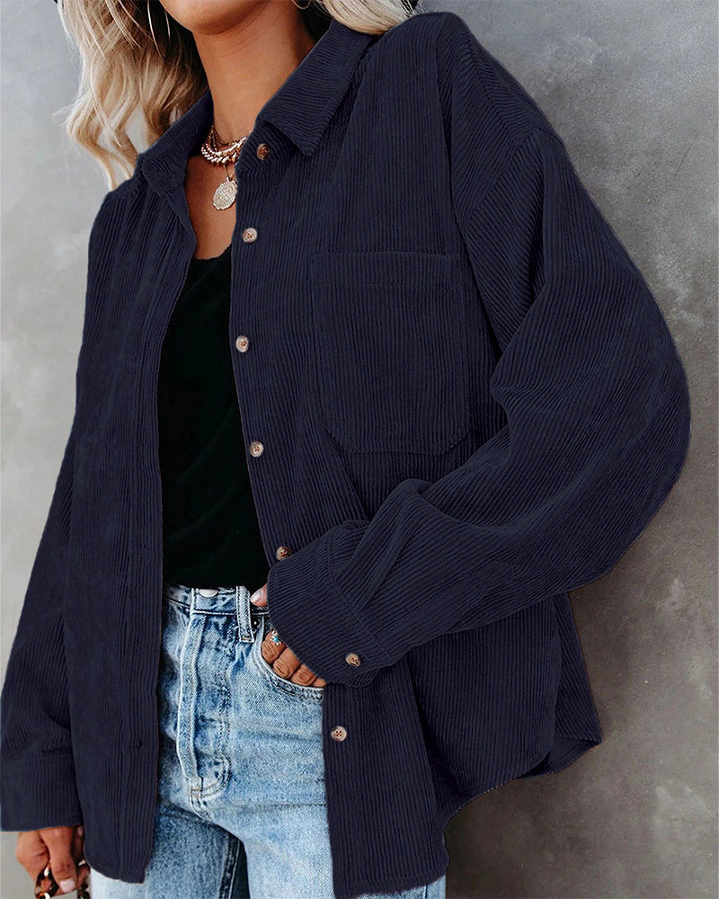 Oversized Boyfriend Corduroy Button Down Shirt