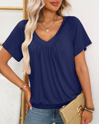 Women's Relaxed V-Neck Shirred Top