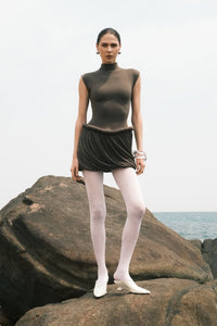 Fleur Grey Ruched Bubble Hem Mini Dress