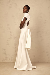 Camille White Statement Bow Mermaid Maxi Dress