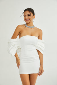 Hélène white oversize-bow mini dress