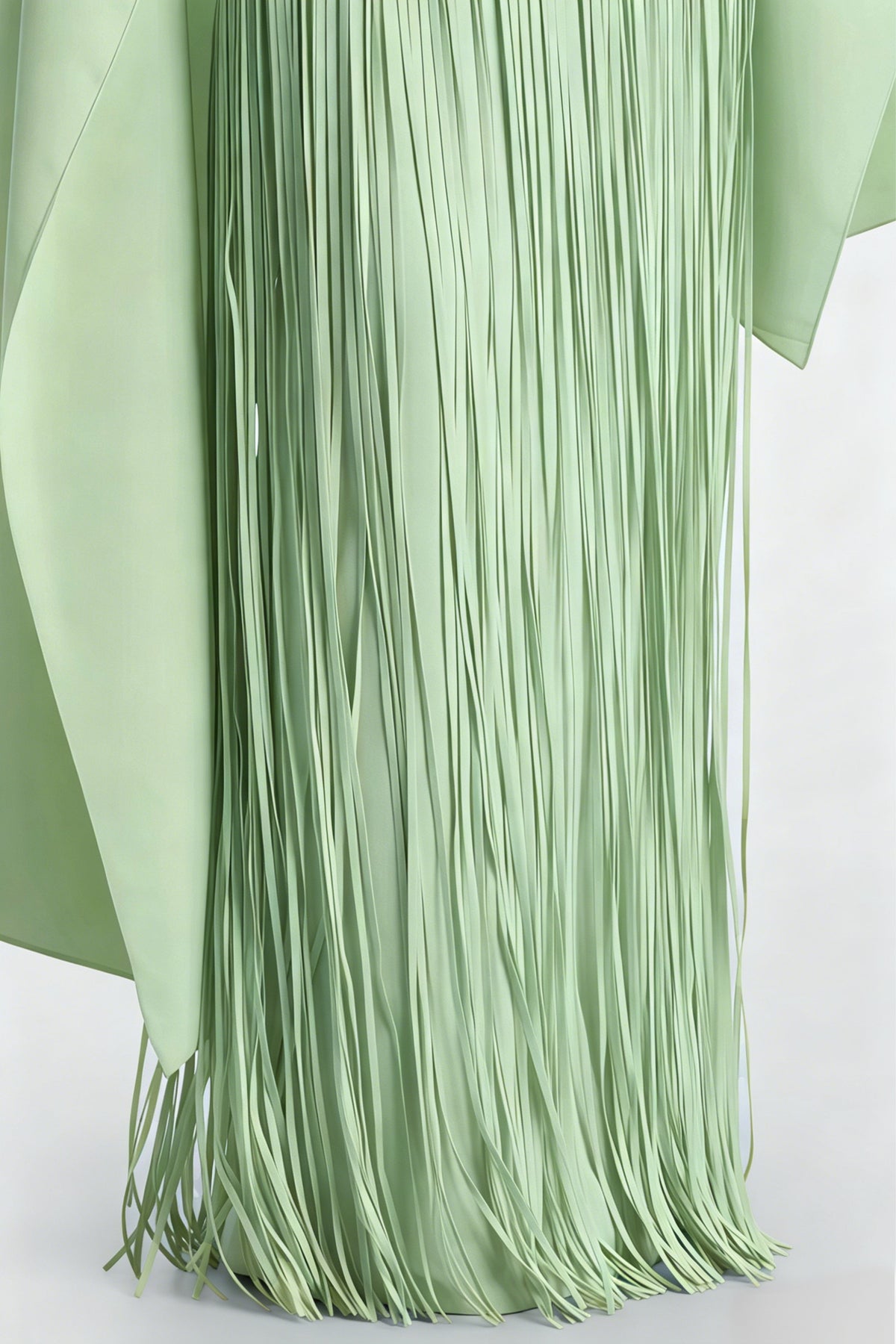 Cayetana Emerald Green Fringe Maxi Dress with Cape Effect