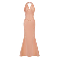 Aurélie Orange Halterneck Mermaid Maxi Dress