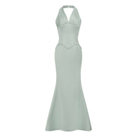 Aurélie Green Halterneck Mermaid Maxi Dress